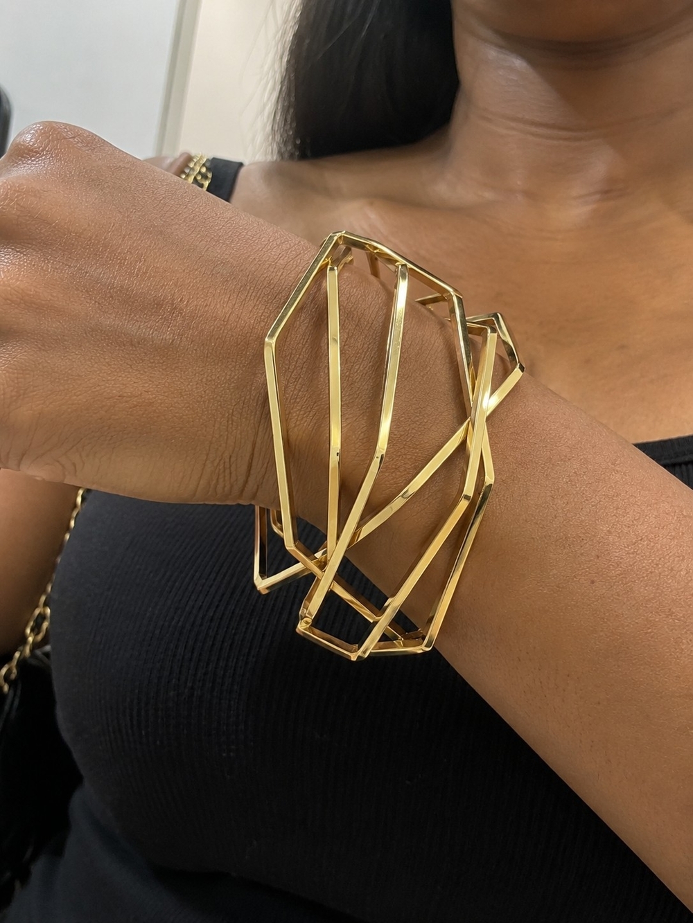 Elegant Gold Geometric Multi-Bangle Bracelet - Women Jewelry